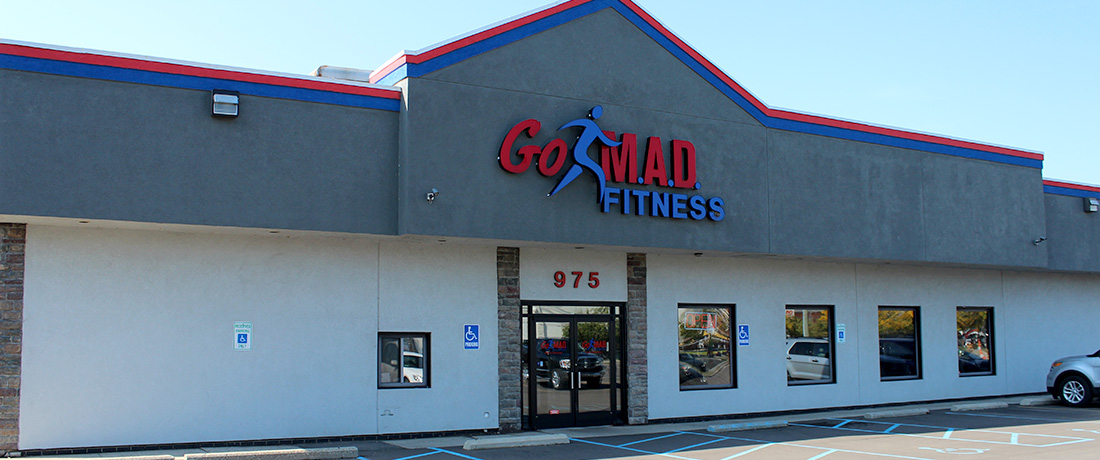 Photo of the front of the Go MAD Fitness building
